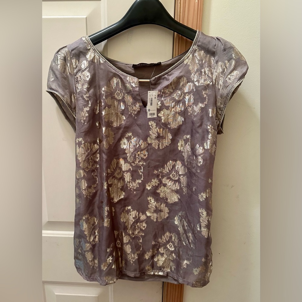 The Limited Sheer Gold Metallic Top size S NWT